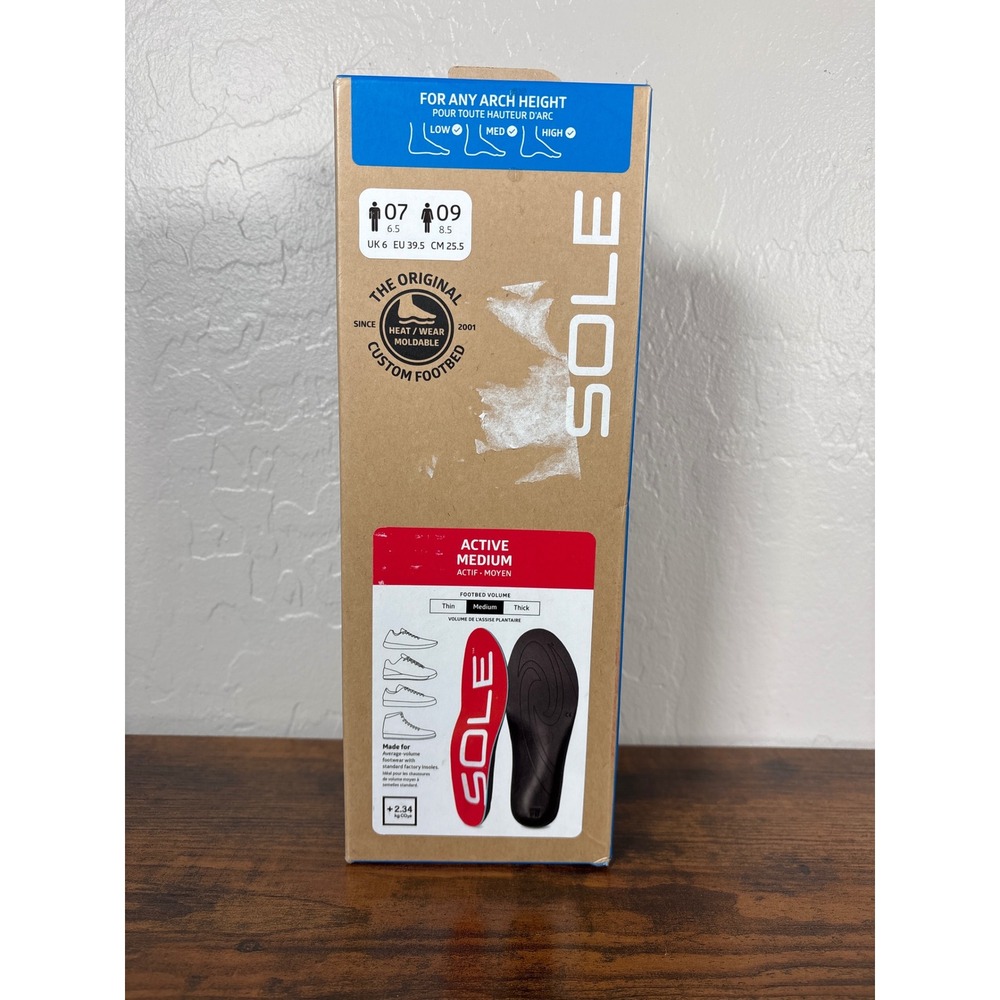 SOLE Active Medium Custom Footbed Insoles Men 7 Women 9 Heat Moldable Red Black